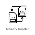 outline memory transfer vector icon. isolated black simple line element illustration from artificial intellegence concept.