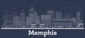 Outline Memphis Tennessee City Skyline with White Buildings Royalty Free Stock Photo