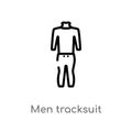 outline men tracksuit vector icon. isolated black simple line element illustration from fashion concept. editable vector stroke Royalty Free Stock Photo