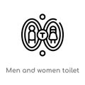 outline men and women toilet vector icon. isolated black simple line element illustration from commerce concept. editable vector Royalty Free Stock Photo