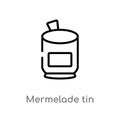 outline mermelade tin vector icon. isolated black simple line element illustration from bistro and restaurant concept. editable