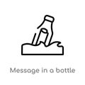 outline message in a bottle vector icon. isolated black simple line element illustration from nautical concept. editable vector