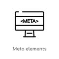 outline meta elements vector icon. isolated black simple line element illustration from technology concept. editable vector stroke