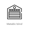 outline metallic blind vector icon. isolated black simple line element illustration from buildings concept. editable vector stroke