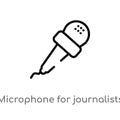 outline microphone for journalists vector icon. isolated black simple line element illustration from multimedia concept. editable Royalty Free Stock Photo