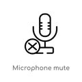 outline microphone mute vector icon. isolated black simple line element illustration from technology concept. editable vector