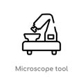 outline microscope tool vector icon. isolated black simple line element illustration from medical concept. editable vector stroke