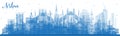 Outline Milan Italy City Skyline with Blue Buildings. Vector Illustration Royalty Free Stock Photo