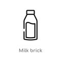 outline milk brick vector icon. isolated black simple line element illustration from bistro and restaurant concept. editable