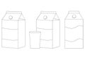 Outline milk carton icons. Set of milk package in flat style. Dairy product illustration. Vector