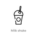 outline milk shake vector icon. isolated black simple line element illustration from food concept. editable vector stroke milk