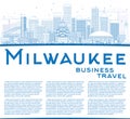 Outline Milwaukee Skyline with Blue Buildings and Copy Space. Royalty Free Stock Photo