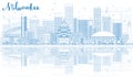 Outline Milwaukee Skyline with Blue Buildings and Reflections. Royalty Free Stock Photo