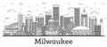 Outline Milwaukee Wisconsin City Skyline with Modern Buildings Isolated on White Royalty Free Stock Photo