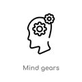 outline mind gears vector icon. isolated black simple line element illustration from productivity concept. editable vector stroke