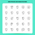 OutLine 25 Mind Process And Human Features Icon set. Vector Line Style Design Black Icons Set. Linear pictogram pack. Web and Royalty Free Stock Photo