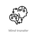 outline mind transfer vector icon. isolated black simple line element illustration from artificial intellegence concept. editable