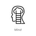 outline mind vector icon. isolated black simple line element illustration from brain process concept. editable vector stroke mind