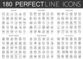 180 outline mini concept icons symbols of school, stationery, education, online training, brain mind process, data