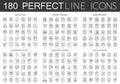 180 outline mini concept infographic symbol icons education, online training, mind process, business project, economics