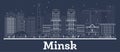 Outline Minsk Belarus City Skyline with White Buildings