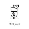 outline mint julep vector icon. isolated black simple line element illustration from drinks concept. editable vector stroke mint