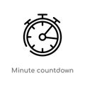 outline minute countdown vector icon. isolated black simple line element illustration from electronic stuff fill concept. editable Royalty Free Stock Photo