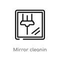 outline mirror cleanin vector icon. isolated black simple line element illustration from cleaning concept. editable vector stroke Royalty Free Stock Photo