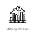 outline missing data on analytics line graphic vector icon. isolated black simple line element illustration from business concept