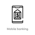 outline mobile banking vector icon. isolated black simple line element illustration from mobile app concept. editable vector Royalty Free Stock Photo