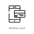 outline mobile card vector icon. isolated black simple line element illustration from payment concept. editable vector stroke Royalty Free Stock Photo