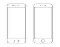 Outline mobile phone icons. Simple cellphone silhouette. Vector line smartphone