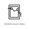 outline mobile stock data analysis vector icon. isolated black simple line element illustration from user interface concept. Royalty Free Stock Photo