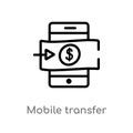 outline mobile transfer vector icon. isolated black simple line element illustration from payment methods concept. editable vector Royalty Free Stock Photo