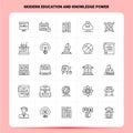 OutLine 25 Modern Education And Knowledge Power Icon set. Vector Line Style Design Black Icons Set. Linear pictogram pack. Web and