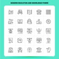 OutLine 25 Modern Education And Knowledge Power Icon set. Vector Line Style Design Black Icons Set. Linear pictogram pack. Web and