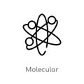 outline molecular vector icon. isolated black simple line element illustration from chemistry concept. editable vector stroke