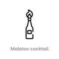 outline molotov cocktail vector icon. isolated black simple line element illustration from weapons concept. editable vector stroke