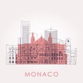 Outline Monaco skyline with landmarks.