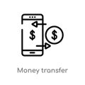outline money transfer vector icon. isolated black simple line element illustration from payment concept. editable vector stroke Royalty Free Stock Photo