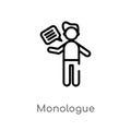 outline monologue vector icon. isolated black simple line element illustration from people concept. editable vector stroke