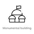 outline monumental building vector icon. isolated black simple line element illustration from monuments concept. editable vector