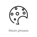 outline moon phases vector icon. isolated black simple line element illustration from meteorology concept. editable vector stroke Royalty Free Stock Photo