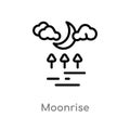 outline moonrise vector icon. isolated black simple line element illustration from weather concept. editable vector stroke