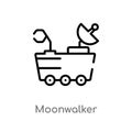 outline moonwalker vector icon. isolated black simple line element illustration from astronomy concept. editable vector stroke Royalty Free Stock Photo