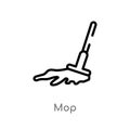 outline mop vector icon. isolated black simple line element illustration from cleaning concept. editable vector stroke mop icon on Royalty Free Stock Photo