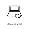 outline morning work vector icon. isolated black simple line element illustration from computer concept. editable vector stroke