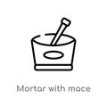 outline mortar with mace vector icon. isolated black simple line element illustration from bistro and restaurant concept. editable