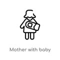 outline mother with baby in arms vector icon. isolated black simple line element illustration from people concept. editable vector Royalty Free Stock Photo