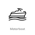 outline motorboat vector icon. isolated black simple line element illustration from nautical concept. editable vector stroke